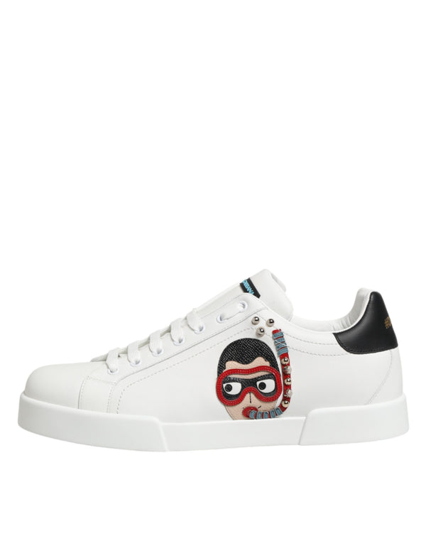Weiße Leder-Sneaker #DGFAMILY für Herren