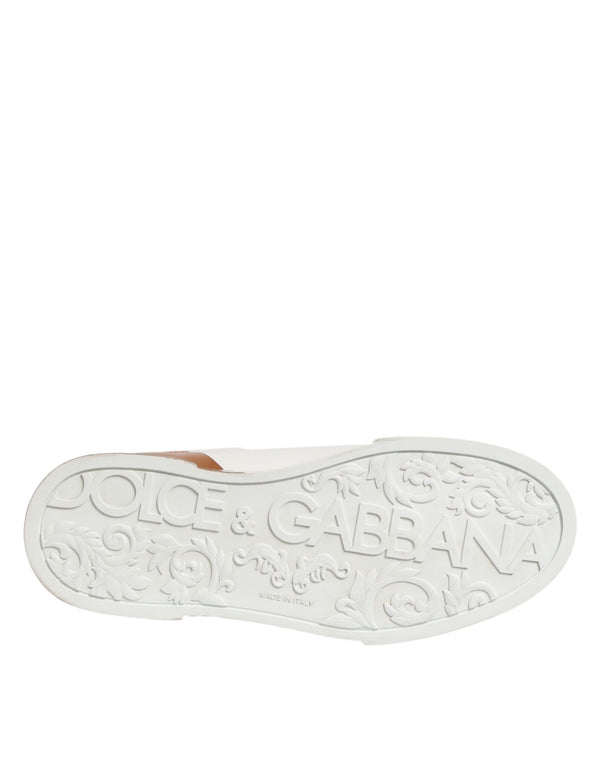 Weiße und braune Ledersneaker