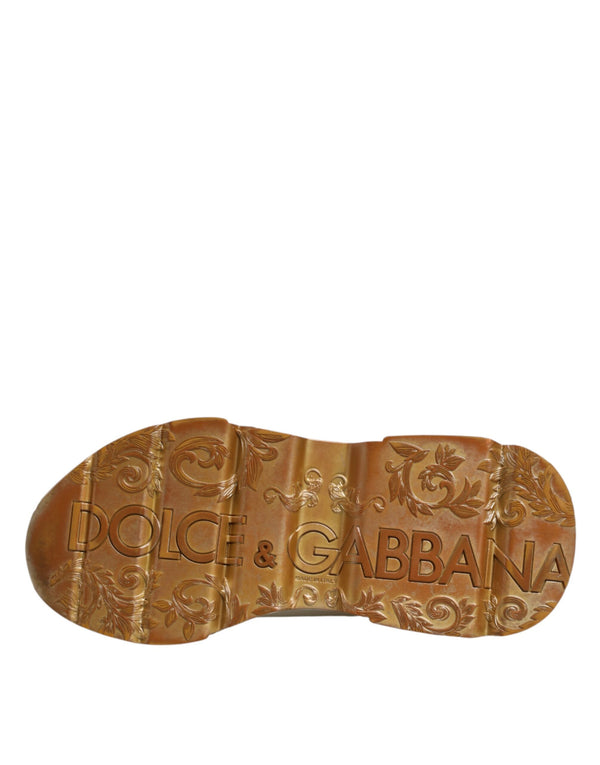 Weiße und goldene Daymaster Sneakers mit niedrigem Schaft