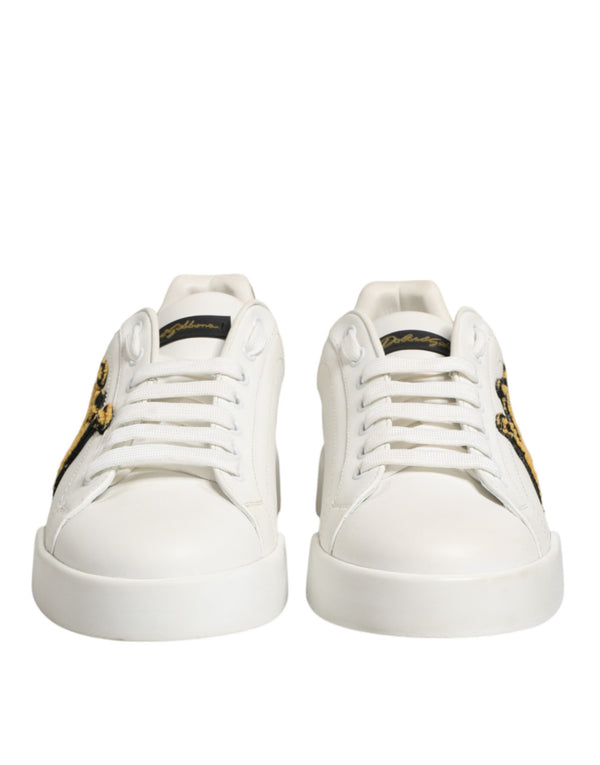 Weiße Portofino Sneakers mit Kronen-Patch für Herren