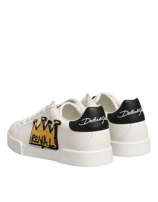 Weiße Portofino Sneakers mit Kronen-Patch für Herren