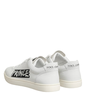 Weiße Prince Leder Low-Top Sneaker für Herren