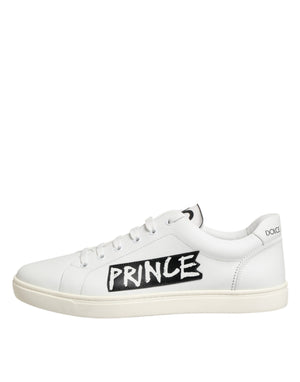 Weiße Prince Leder Low-Top Sneaker für Herren