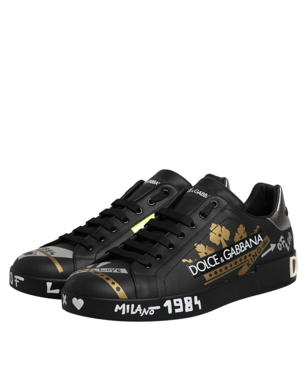 Schwarze Sneakers mit Kronenlogo für Herren