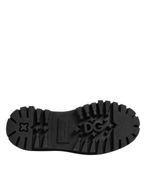 Schwarze Leder-Derby-Schuhe mit Kristall-Verzierung