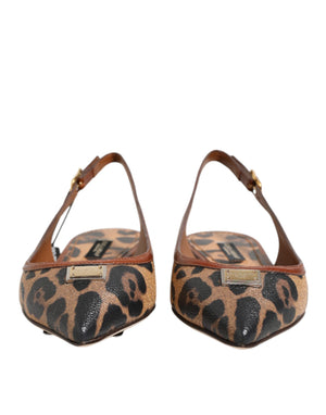 Braune Slingback-Ballerinas mit Leopardenmuster