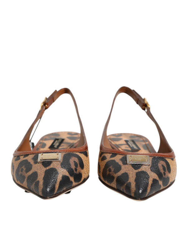 Braune Slingback-Ballerinas mit Leopardenmuster