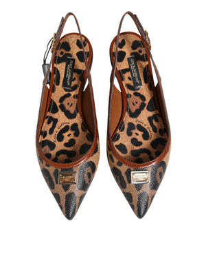 Braune Slingback-Ballerinas mit Leopardenmuster