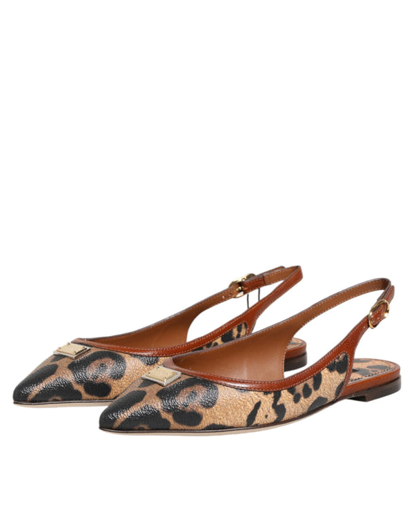 Braune Slingback-Ballerinas mit Leopardenmuster