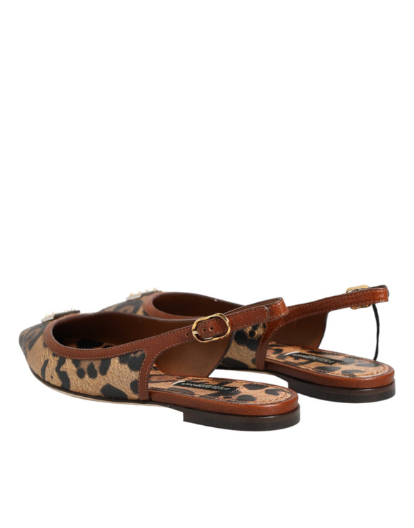 Braune Slingback-Ballerinas mit Leopardenmuster