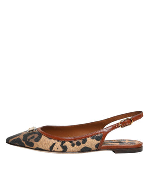 Braune Slingback-Ballerinas mit Leopardenmuster