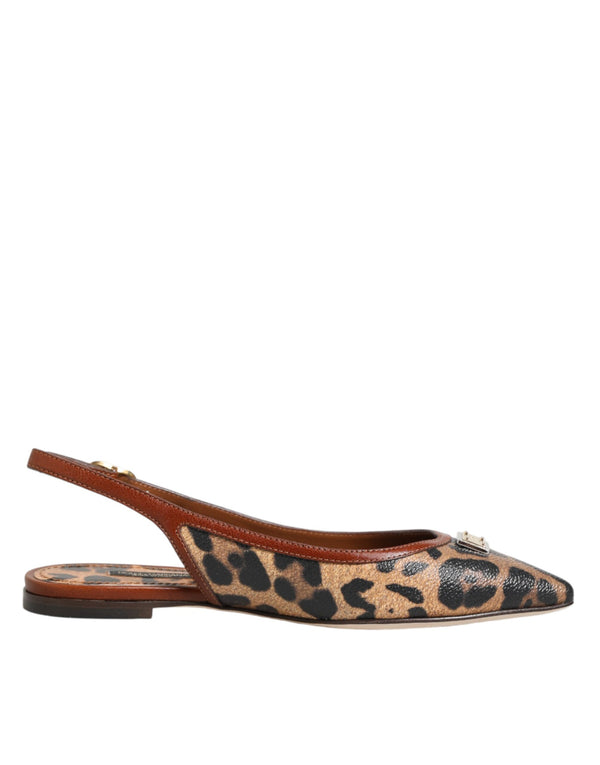 Braune Slingback-Ballerinas mit Leopardenmuster