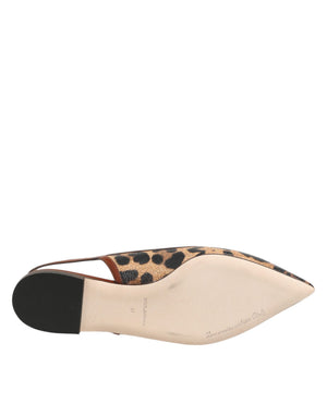 Braune Slingback-Ballerinas mit Leopardenmuster