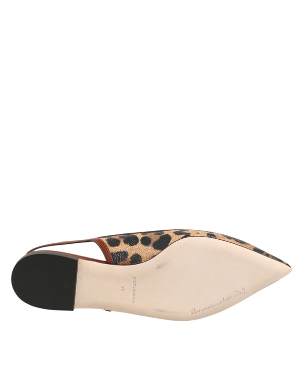 Braune Slingback-Ballerinas mit Leopardenmuster