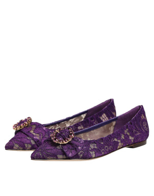 Lila Taormina-Spitzen-Ballerinas mit Kristallen