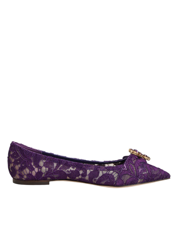 Lila Taormina-Spitzen-Ballerinas mit Kristallen