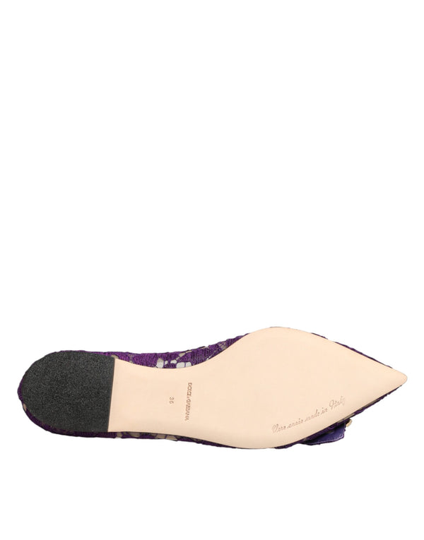 Lila Taormina-Spitzen-Ballerinas mit Kristallen