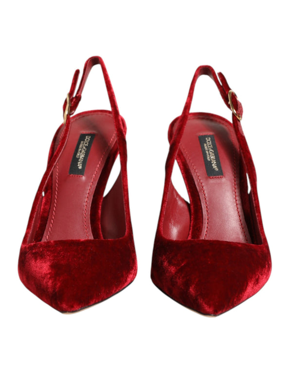 Rote Wildleder-High-Heel-Slingback-Sandalen