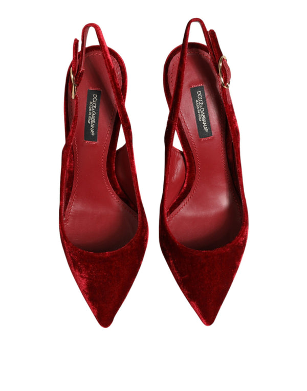Rote Wildleder-High-Heel-Slingback-Sandalen