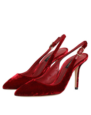 Rote Wildleder-High-Heel-Slingback-Sandalen