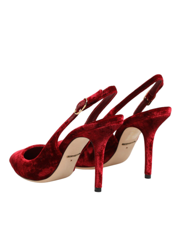 Rote Wildleder-High-Heel-Slingback-Sandalen