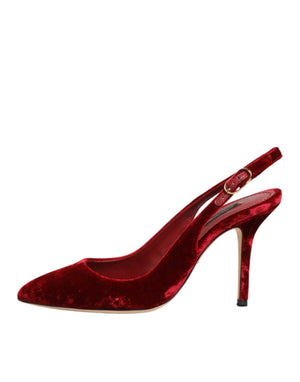Rote Wildleder-High-Heel-Slingback-Sandalen
