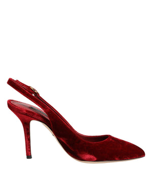 Rote Wildleder-High-Heel-Slingback-Sandalen