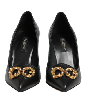 Schwarze Leder-Pumps mit DG Amore-Absatz