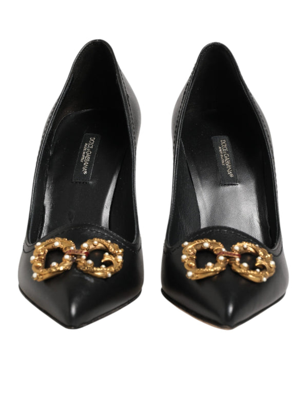 Schwarze Leder-Pumps mit DG Amore-Absatz