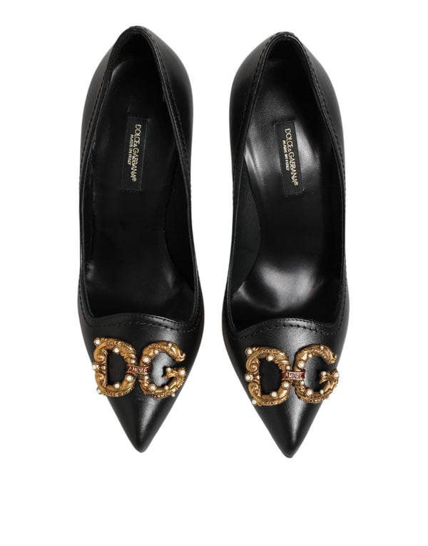 Schwarze Leder-Pumps mit DG Amore-Absatz