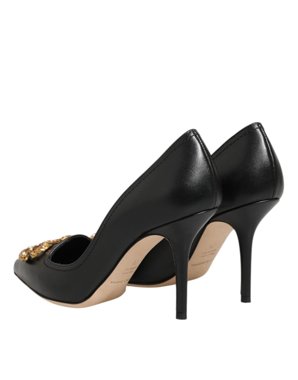 Schwarze Leder-Pumps mit DG Amore-Absatz