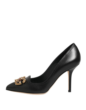 Schwarze Leder-Pumps mit DG Amore-Absatz