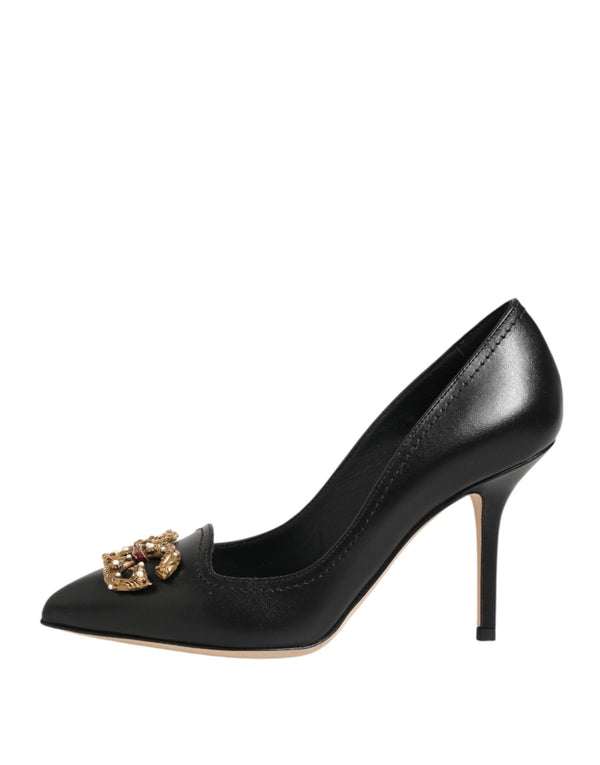 Schwarze Leder-Pumps mit DG Amore-Absatz