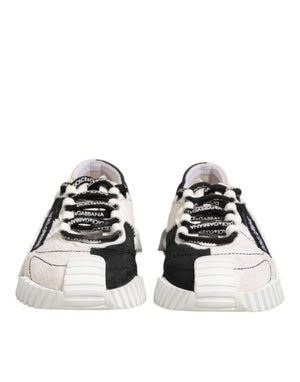 Schwarze und Weiße Leder-Sneaker NS1