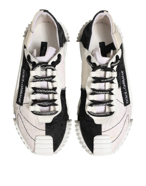 Schwarze und Weiße Leder-Sneaker NS1