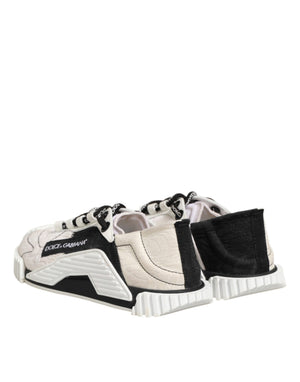 Schwarze und Weiße Leder-Sneaker NS1