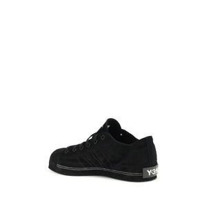 Schwarze Leder-Sneaker Low Top