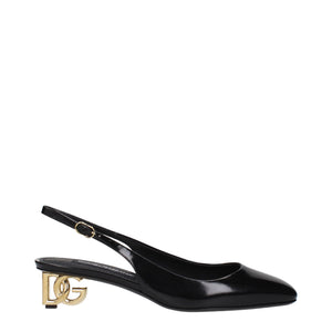 Schwarze Leder-Pumps mit mittlerem Absatz