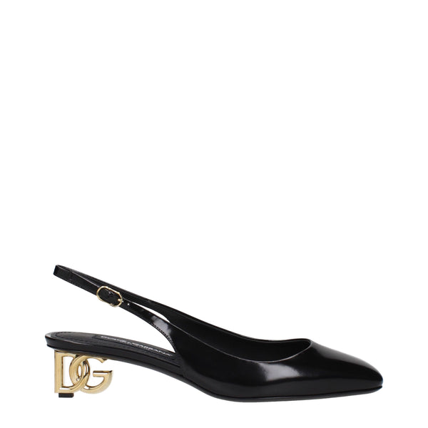 Schwarze Leder-Pumps mit mittlerem Absatz