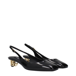Schwarze Leder-Pumps mit mittlerem Absatz