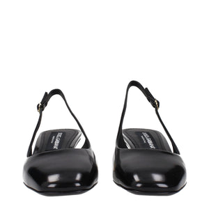 Schwarze Leder-Pumps mit mittlerem Absatz