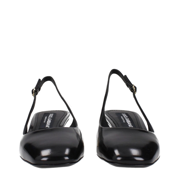 Schwarze Leder-Pumps mit mittlerem Absatz