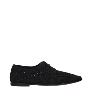 Schwarze Stoff-Schnürschuhe und -Derby-Schuhe