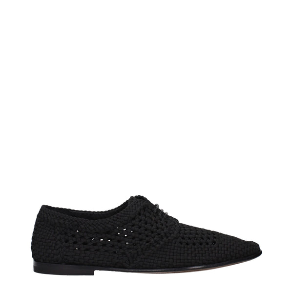 Schwarze Stoff-Schnürschuhe und -Derby-Schuhe