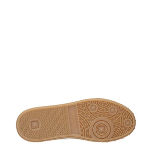 Beigefarbene Sneakers aus Stoff mit niedrigem Schaft