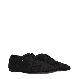 Schwarze Stoff-Schnürschuhe und -Derby-Schuhe