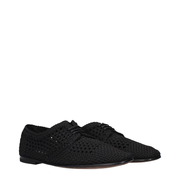 Schwarze Stoff-Schnürschuhe und -Derby-Schuhe
