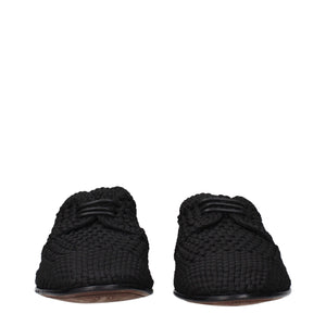 Schwarze Stoff-Schnürschuhe und -Derby-Schuhe