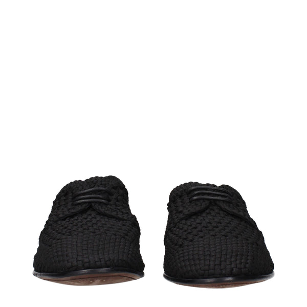 Schwarze Stoff-Schnürschuhe und -Derby-Schuhe