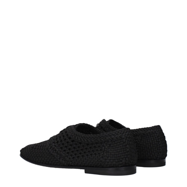 Schwarze Stoff-Schnürschuhe und -Derby-Schuhe